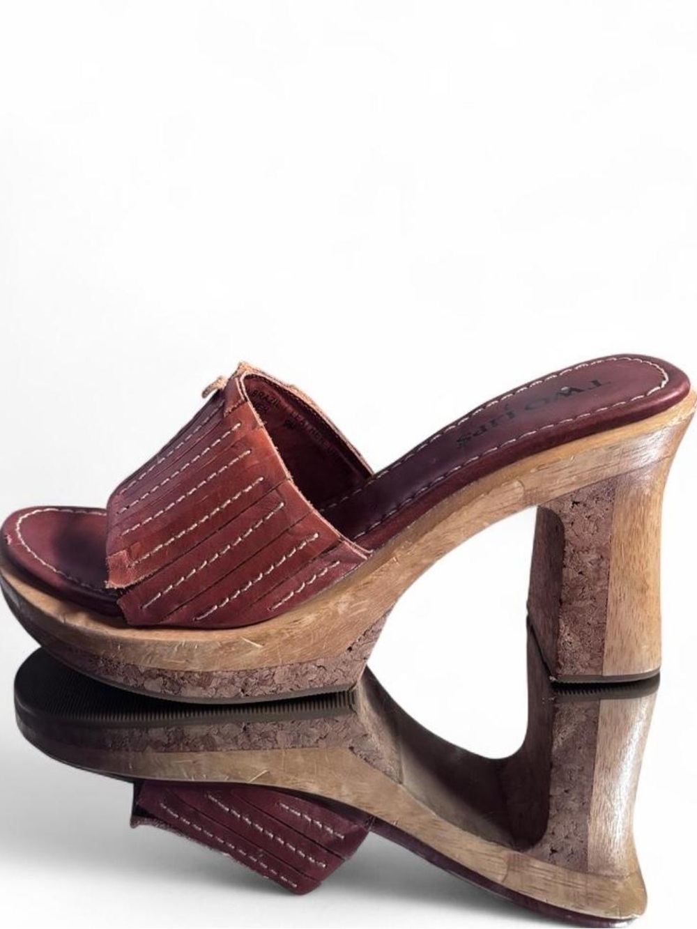 Vintage Y2K Two Lips Genuine Leather & Real Wood Pumps Size 9